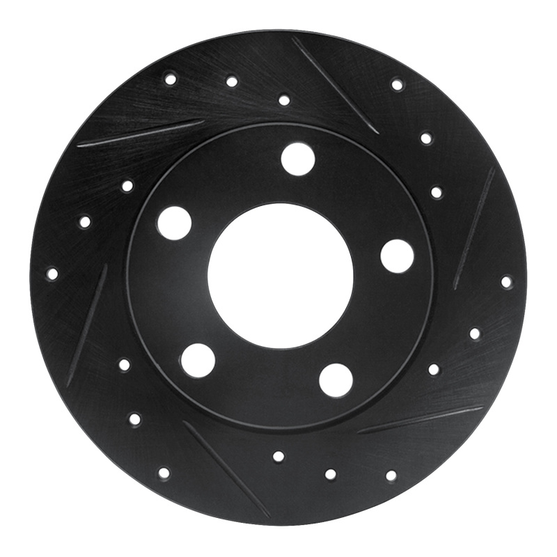 Audi 5000S Quattro Brake Rotor (1) - Rear Right - R1 Concepts - Drilled & Slotted - Black - `85-`00